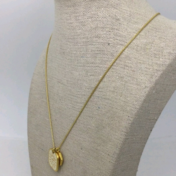 Madewell Goldtone White Enamel Sun Charm Necklace - Picture 2 of 5